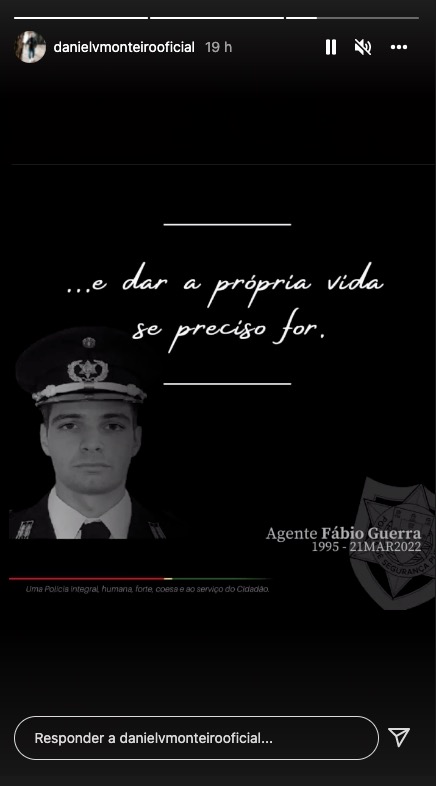 Daniel Monteiro presta nova homenagem a agente da PSP e faz apelo sentido: &#8220;Respeitem a polícia&#8230;&#8221;