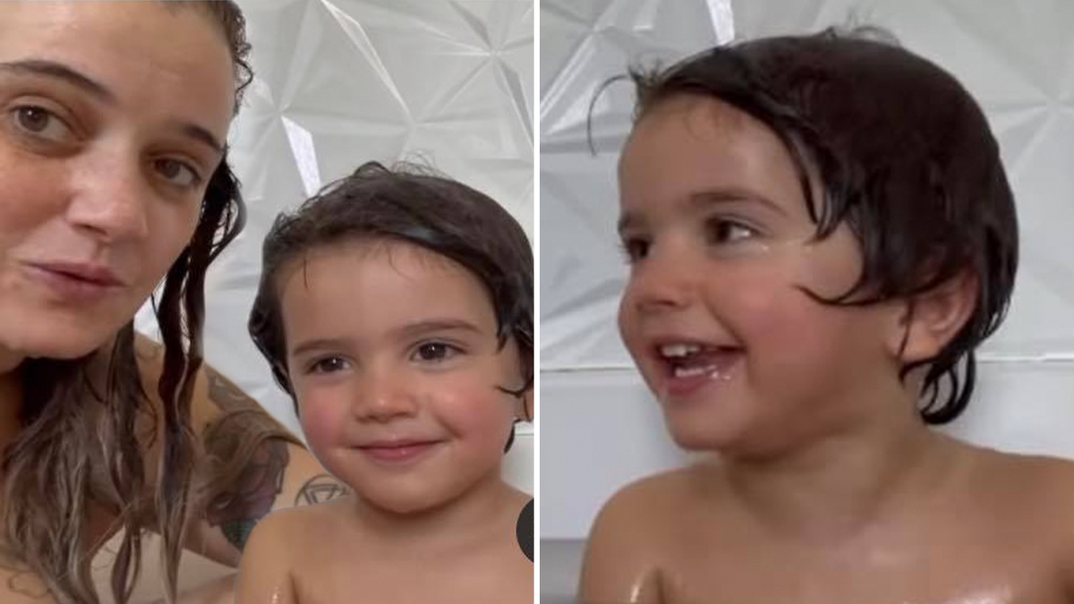 As melhoras! Carolina Deslandes mostra-se na banheira com o filho: &#8220;Figuras ridículas só para o fazer rir&#8230;&#8221;