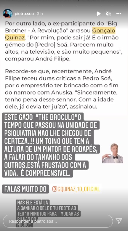 Pedro Soá processa André Filipe: &#8220;Deves pensar que estás a lidar com os putos do teu bairro&#8221;