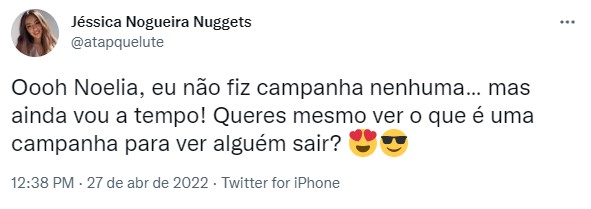 Jéssica Nogueira responde a Noélia Pereira: &#8220;Queres mesmo ver o que é uma campanha para ver alguém sair?&#8221;