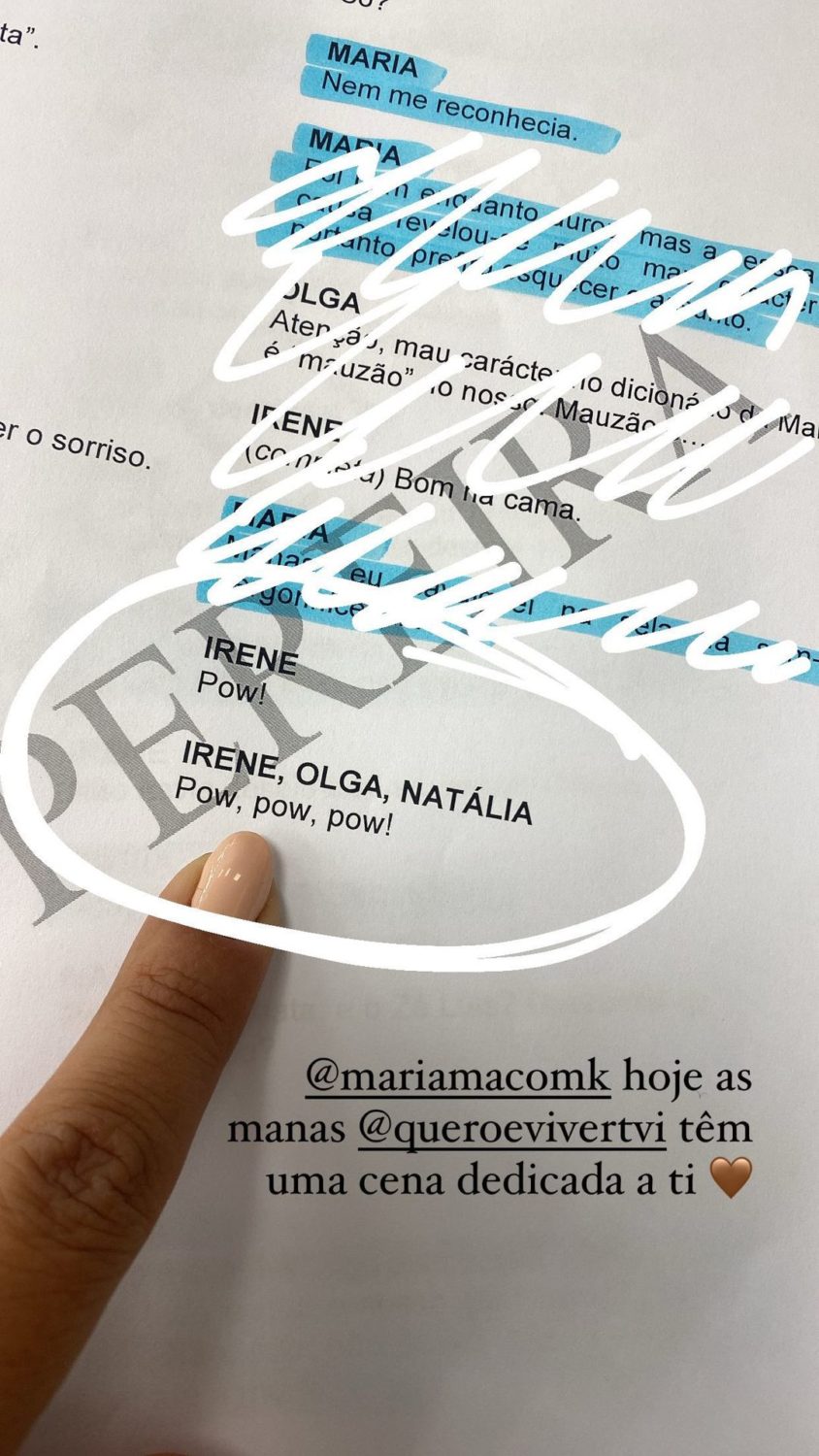 Rita Pereira revela dedicatória na novela a Mariama Barbosa: &#8220;Uma cena dedicada a ti&#8230;&#8221;