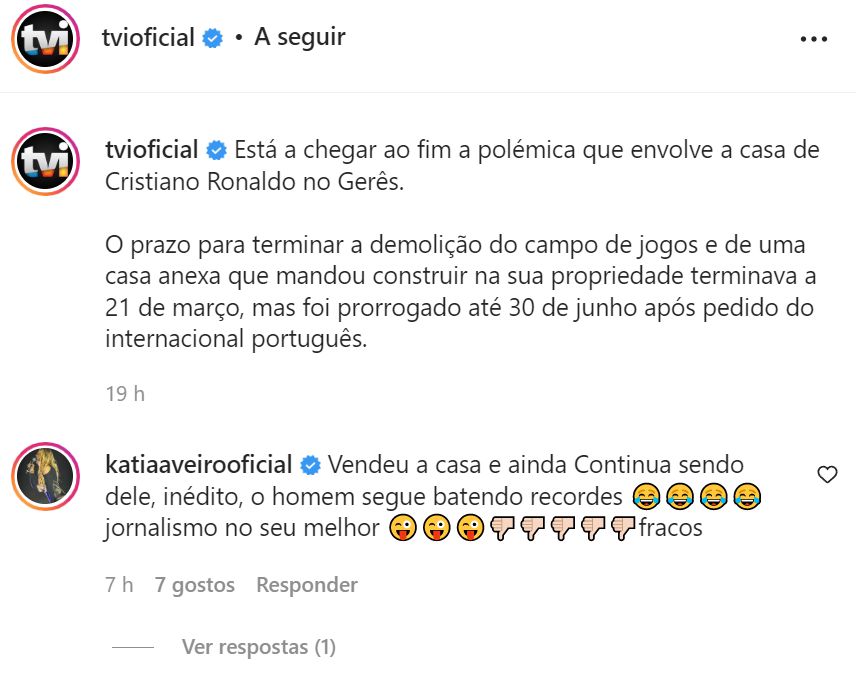 Kátia Aveiro dá (forte) &#8220;bicada&#8221; à TVI para defender Cristiano Ronaldo: &#8220;Fracos&#8230;&#8221;
