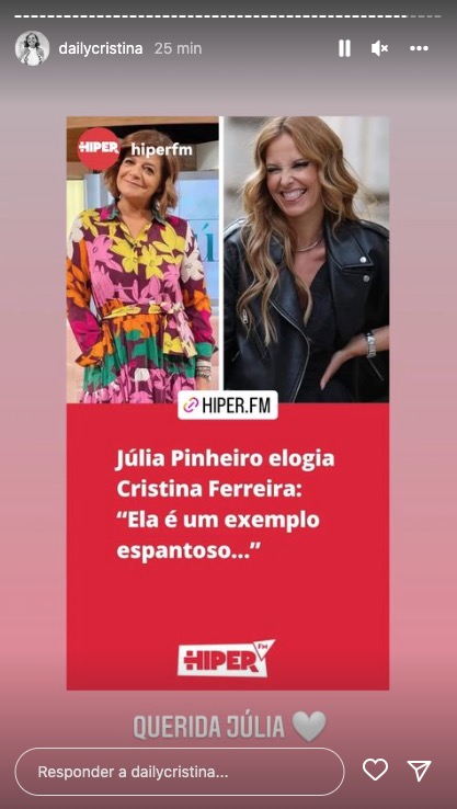 Cristina Ferreira reage a (grande) elogio de Júlia Pinheiro: &#8220;Ela é um exemplo&#8230;&#8221;