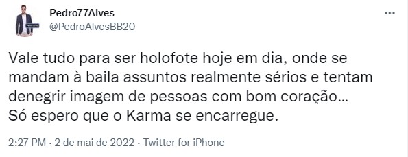 Pedro Alves sai em defesa de Rui Pinheiro após acusações: &#8220;Vale tudo para ser holofote&#8230;&#8221;