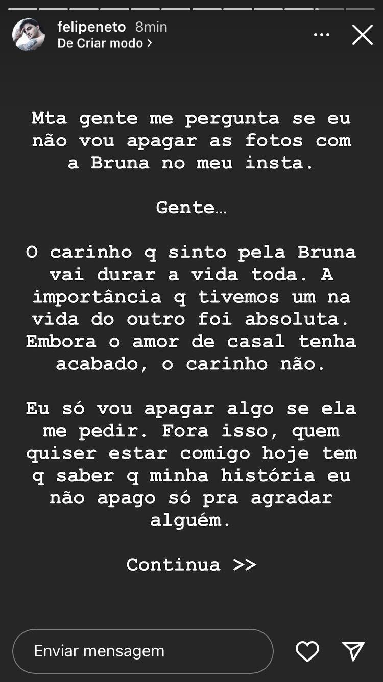 Big Brother: Felipe Neto volta a falar de Bruna Gomes e revela: &#8220;O carinho que sinto pela Bruna vai durar a vida toda&#8230;&#8221;