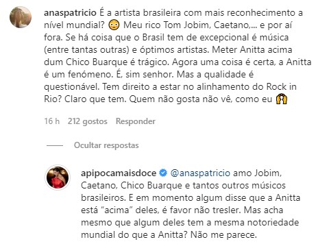 Após defender Anitta, &#8216;Pipoca Mais Doce&#8217; é confrontada: &#8220;É a artista brasileira com mais reconhecimento a nível mundial?&#8221;