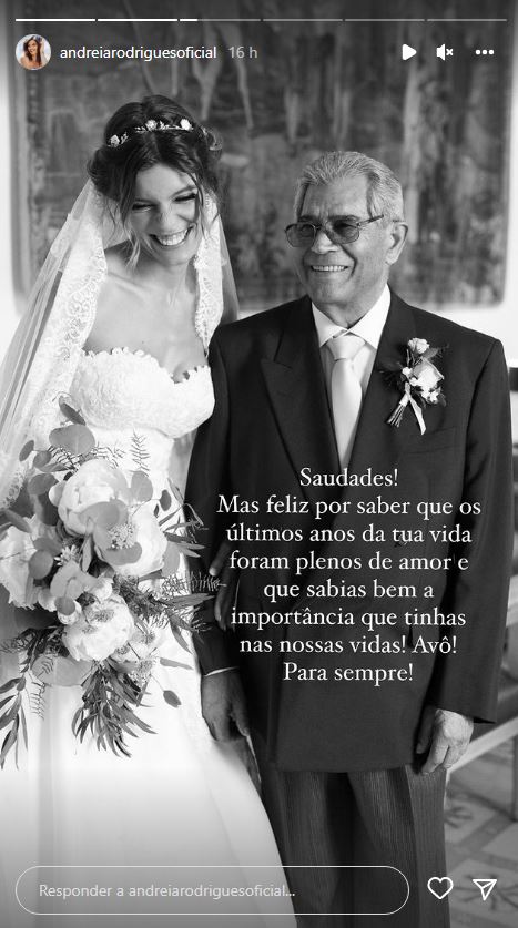 Dor! Andreia Rodrigues recorda falecido avô em dia especial: “Os últimos anos foram plenos de amor…”