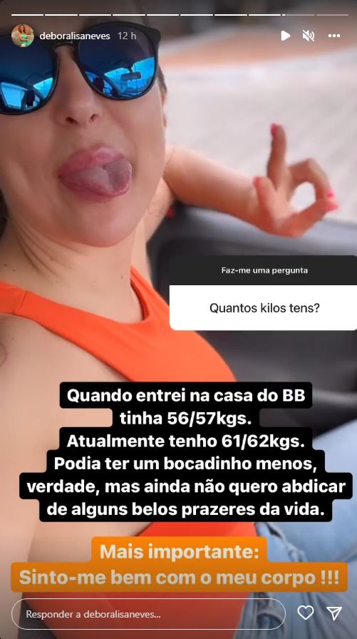 Débora Neves revela quantos quilos ganhou no ‘Big Brother’: “Podia ter menos, é verdade…”