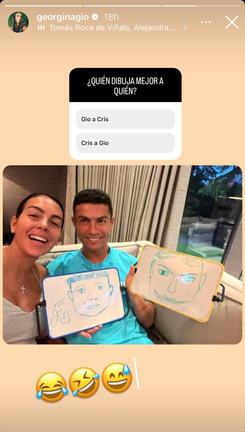 Georgina Rodríguez mostra &#8216;jogo&#8217; com Cristiano Ronaldo: &#8220;Quem desenha melhor quem?&#8221;
