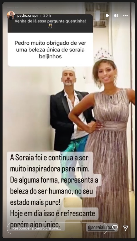 Pedro Crispim faz (grande) elogio a Soraia Moreira: &#8220;Representa a beleza do ser humano&#8230;&#8221;