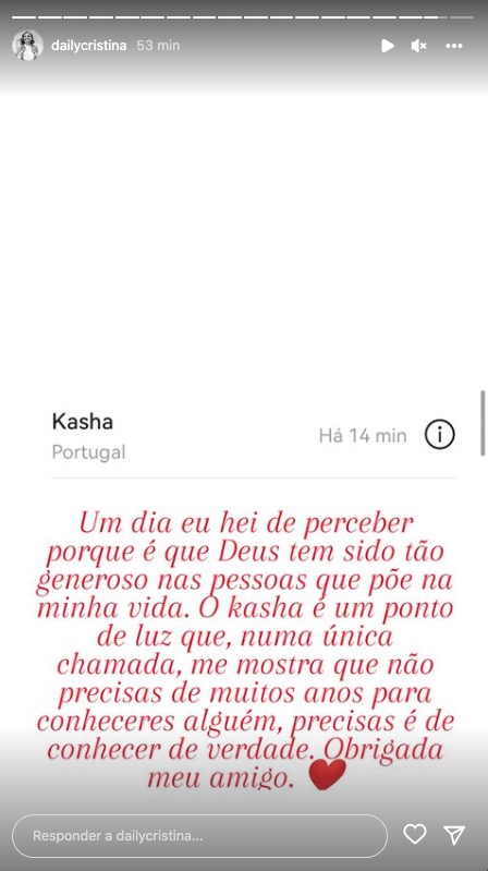 Cristina Ferreira destaca chamada com Kasha e declara-se: &#8220;É um ponto de luz&#8230;&#8221;