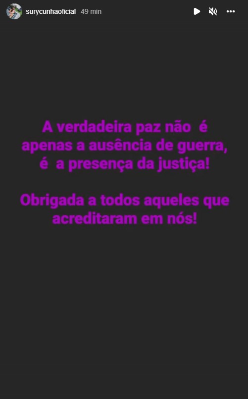 Sury Cunha reage após condenação de Leandro: &#8220;Obrigada a todos que acreditaram em nós&#8230;&#8221;