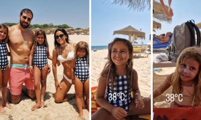 De férias com a família, Carolina Patrocínio mostra &#8216;dueto&#8217; das filhas na praia