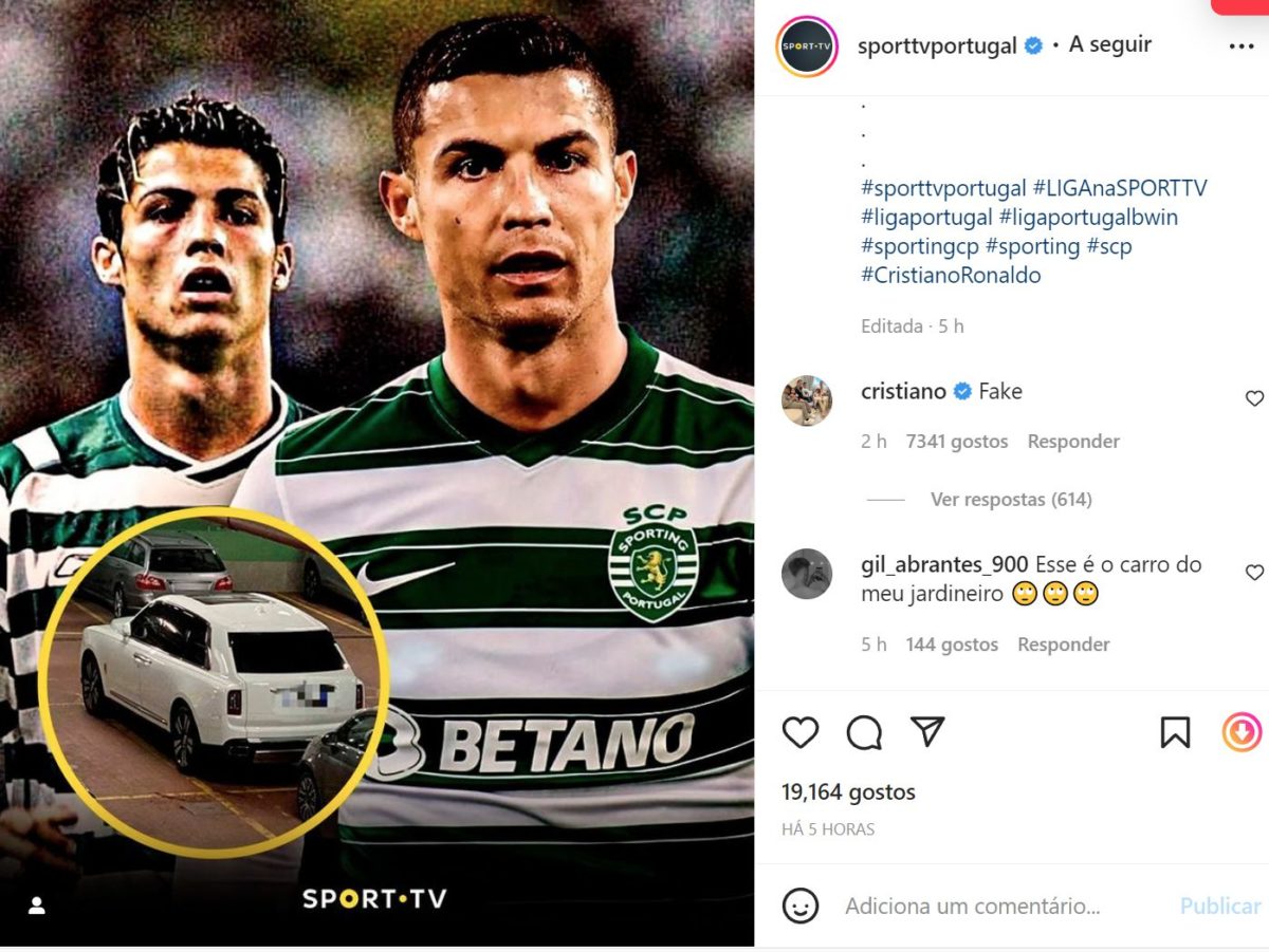Carro de CR7 no estádio do Sporting? Cristiano Ronaldo já &#8220;reagiu&#8221; nas redes