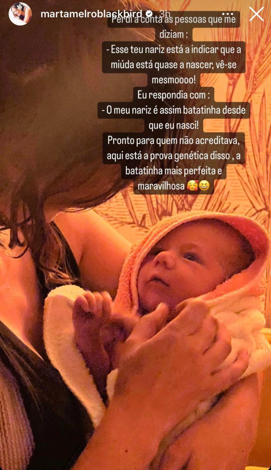 Nariz da mãe? Marta Melro revela nova foto da filha bebé e atira: &#8220;Aqui está a prova genética&#8230;&#8221;