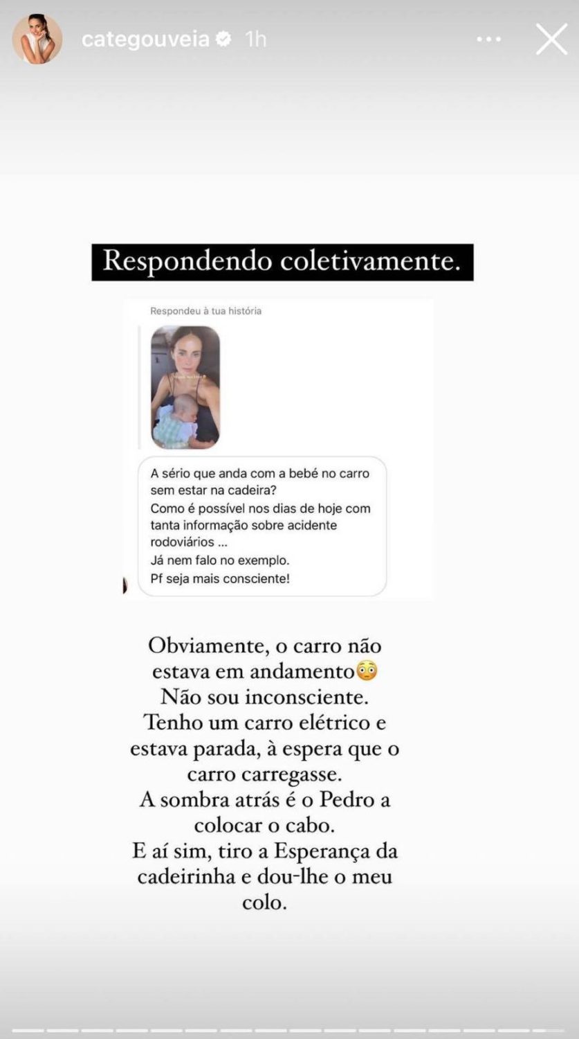 Catarina Gouveia reage a críticas após vídeo com a filha: &#8220;A sério que anda com a bebé sem cadeira?&#8221;