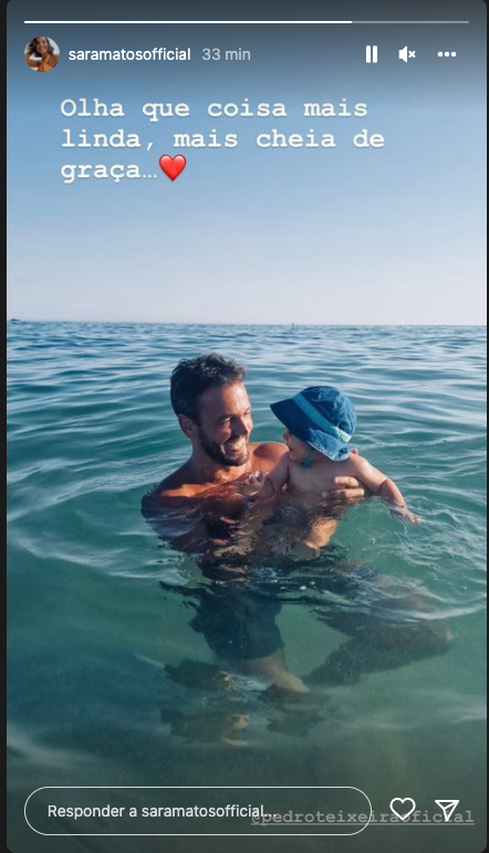 Que amor! Sara Matos mostra &#8216;mergulho&#8217; no mar de Manelito com o pai: &#8220;Coisa mais linda&#8221;