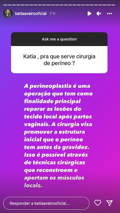 Após cirurgia, Katia Aveiro revela detalhes e fala sobre recuperação: &#8220;Uns dias sem fazer o amor&#8230;&#8221;