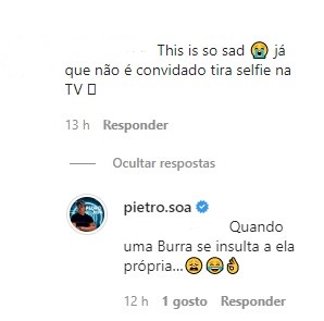 Oops! Pedro Soá recebe crítica e dá resposta: &#8220;Já que não é convidado, tira selfie na TV&#8230;&#8221;