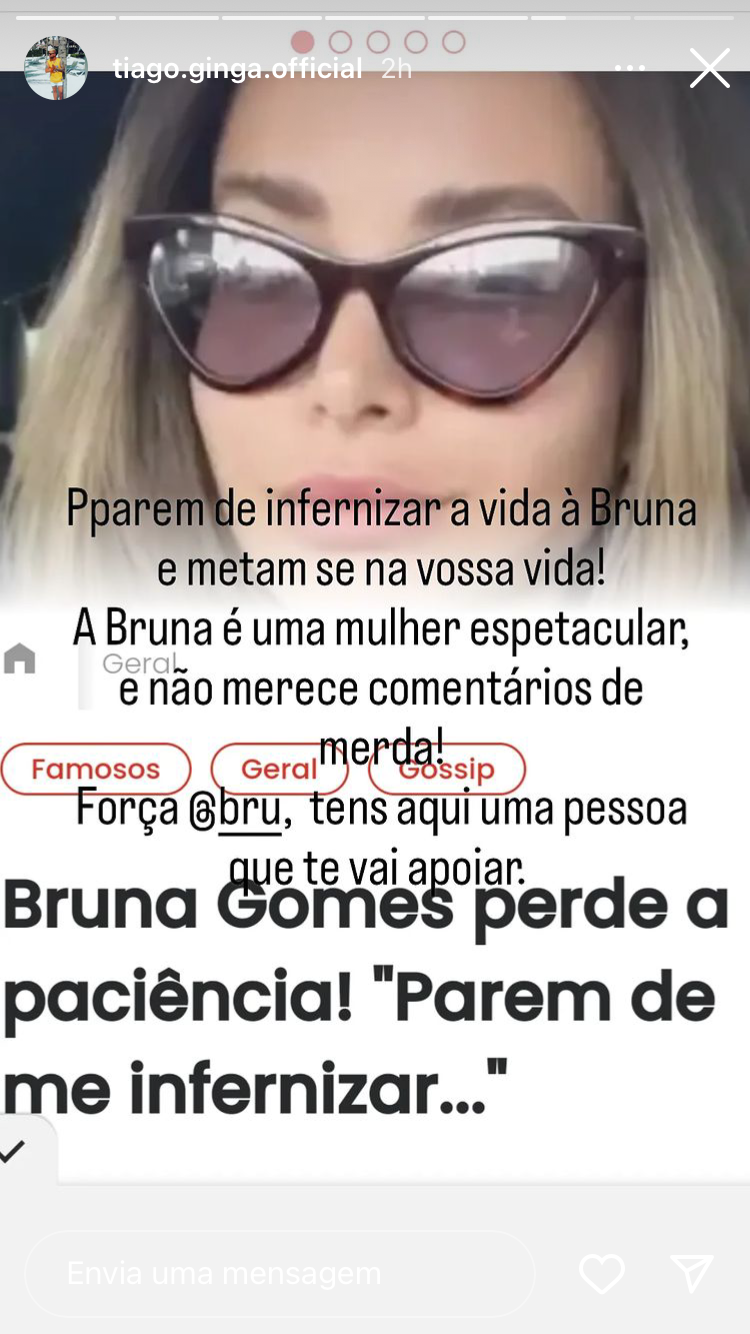 Após farpas a Bruna Gomes, Tiago Ginga surpreende e “defende” a namorada de Bernardo Sousa: “Parem…”