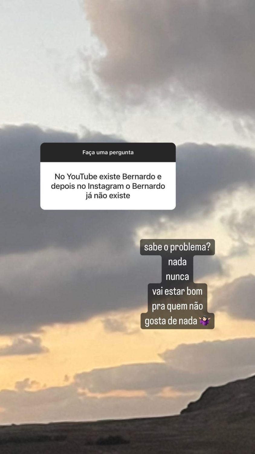 Oops! Bruna Gomes recebe (nova) crítica e responde: &#8220;No Instagram, o Bernardo já não existe&#8230;&#8221;