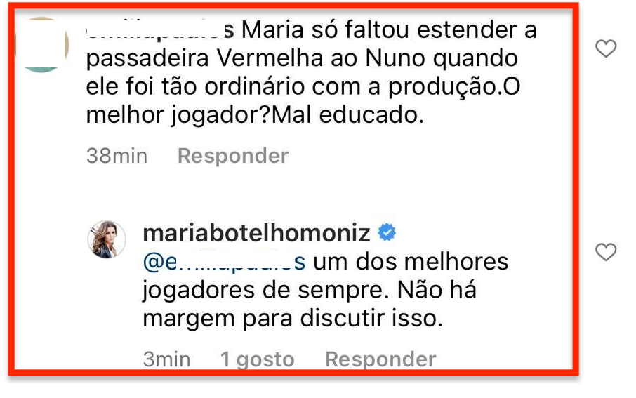 Maria Botelho Moniz recebe crítica e dá resposta: &#8220;Só faltou estender a passadeira ao Nuno&#8230;&#8221;