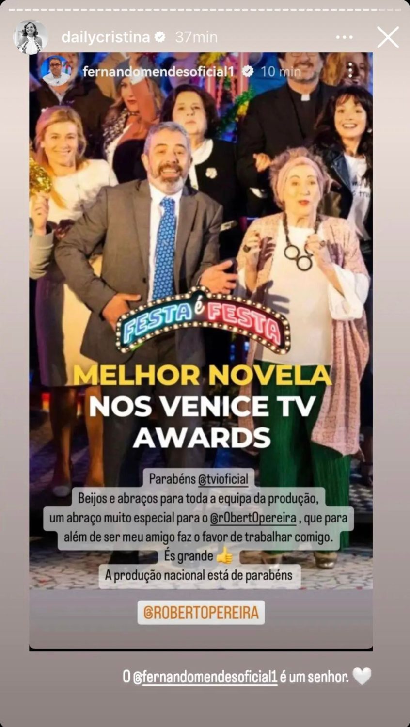 Fernando Mendes &#8216;aplaude&#8217; conquista da TVI e Cristina Ferreira reage: &#8220;É um senhor&#8230;&#8221;