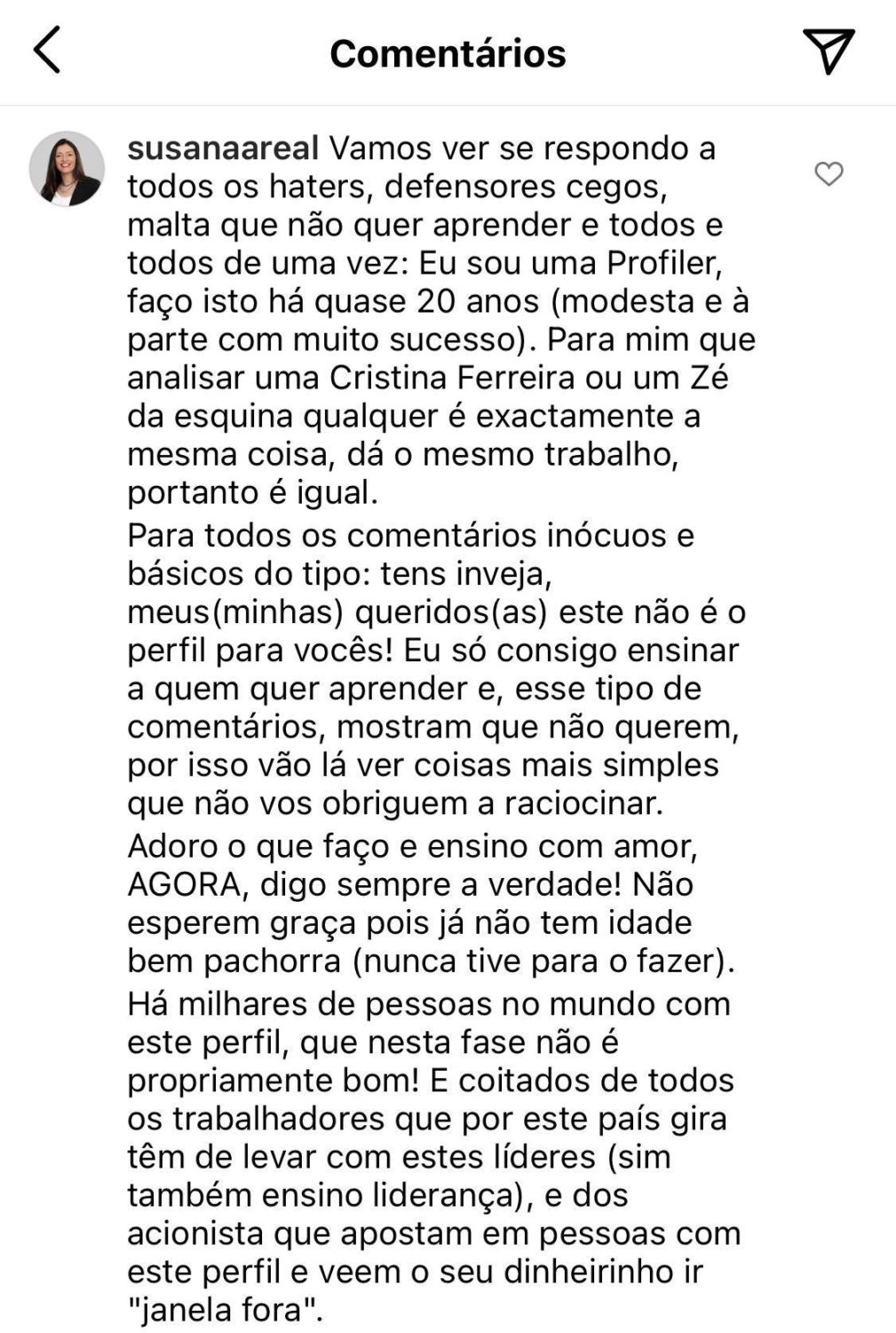 Especialista faz análise ao perfil de Cristina Ferreira, é criticada e reage: “Tens inveja…”