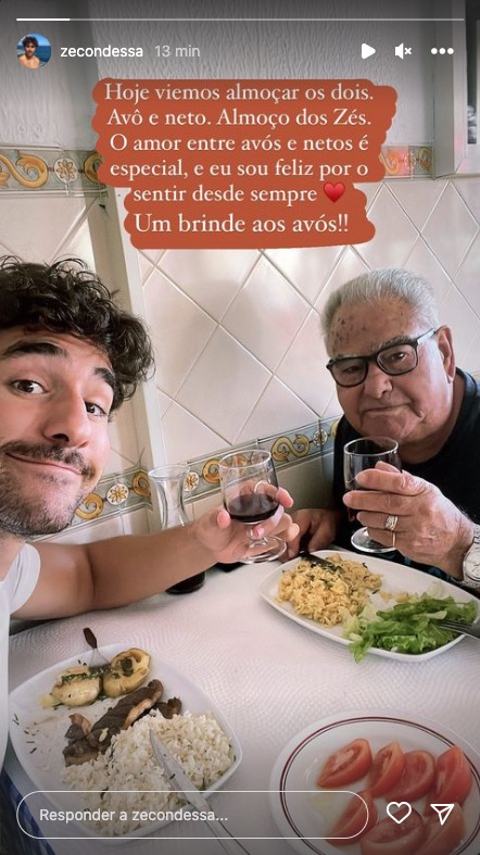 José Condessa mostra almoço com o avô e declara-se: &#8220;O amor entre avós e netos é especial&#8230;&#8221;