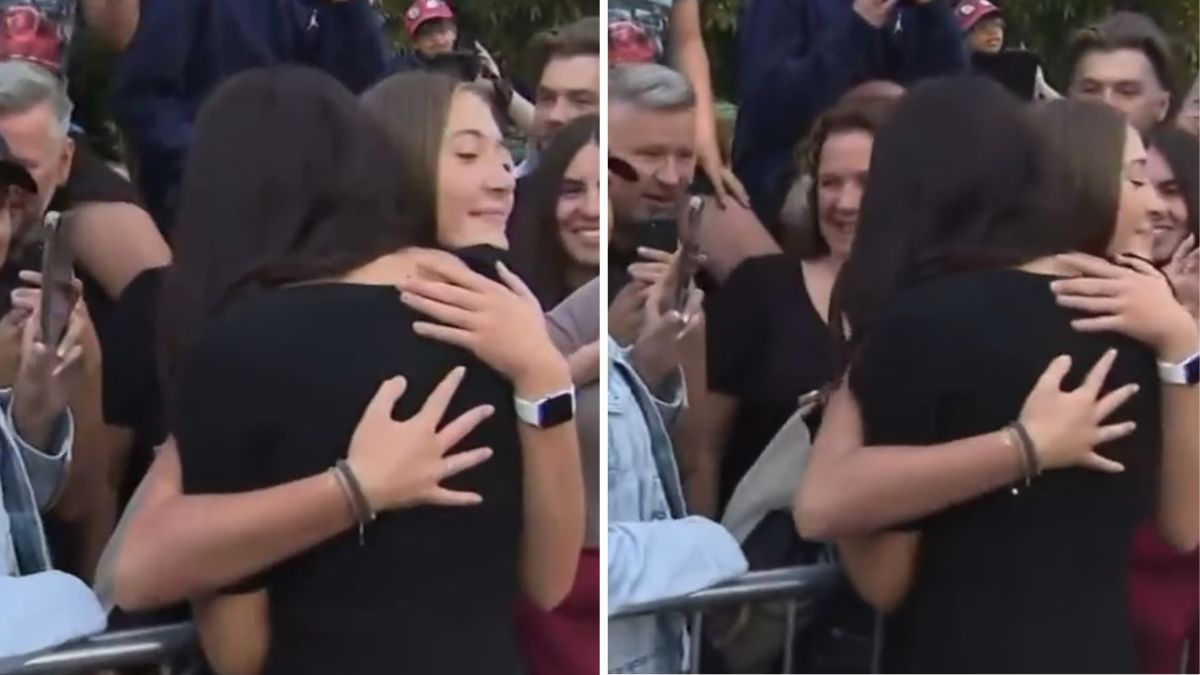 Meghan Markle dá abraço emotivo a jovem no meio da multidão durante as homenagens a Isabel II