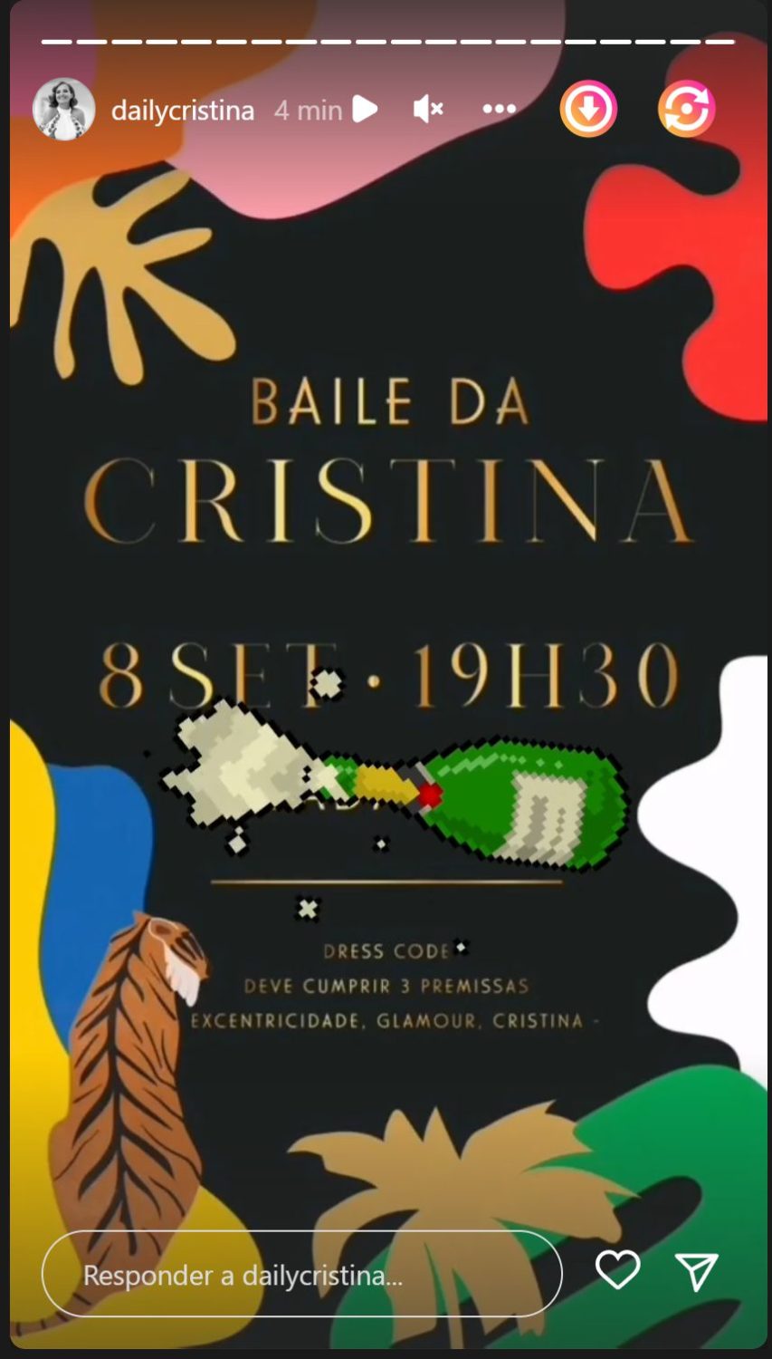 Cristina Ferreira revela imagem do &#8220;convite&#8221; para a sua festa de aniversário: &#8220;Baile de Cristina&#8230;&#8221;