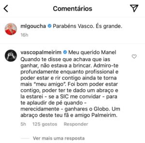 Após vitória, Vasco Palmeirim dedica (bonita) mensagem a Manuel Luís Goucha: &#8220;Admiro-te profundamente&#8230;&#8221;