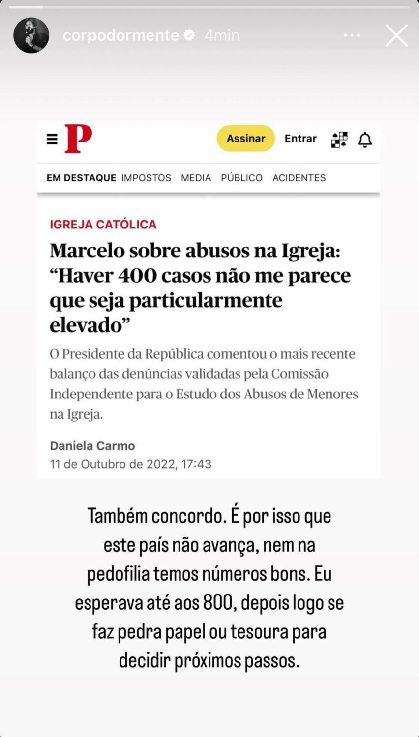 Bruno Nogueira reage a declarações polémicas de Marcelo Rebelo de Sousa: &#8220;É por isso que este país não avança&#8230;&#8221;