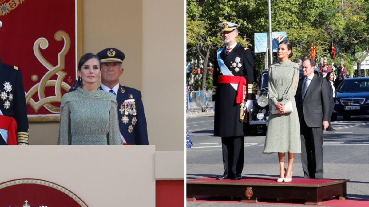 Deslumbrante! Rainha Letizia surge com vestido cheio de detalhes no Dia Nacional de Espanha