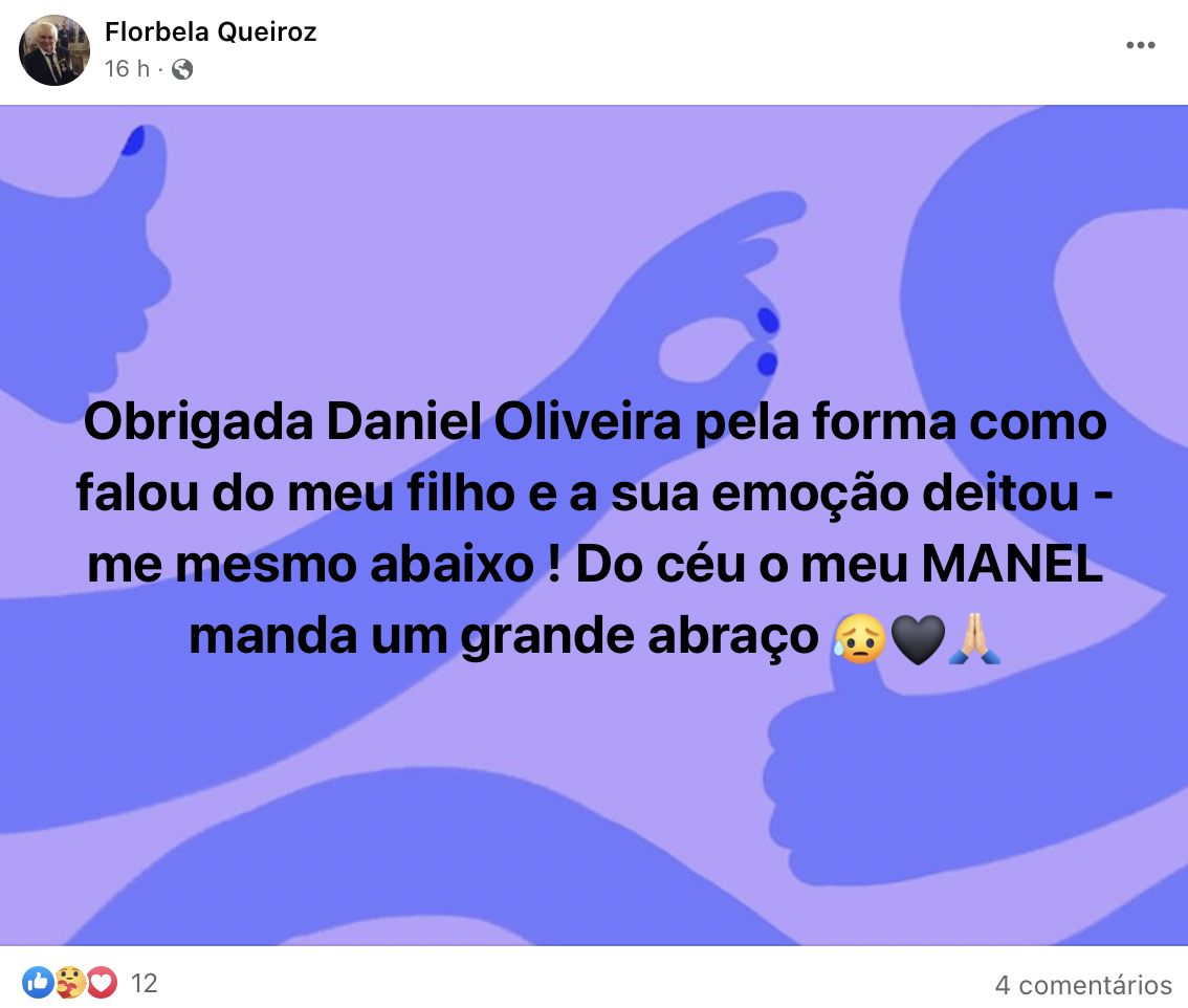 Florbela Queiroz emocionada após palavras de Daniel Oliveira sobre o falecido filho: &#8220;O Manuel está vivo&#8230;&#8221;