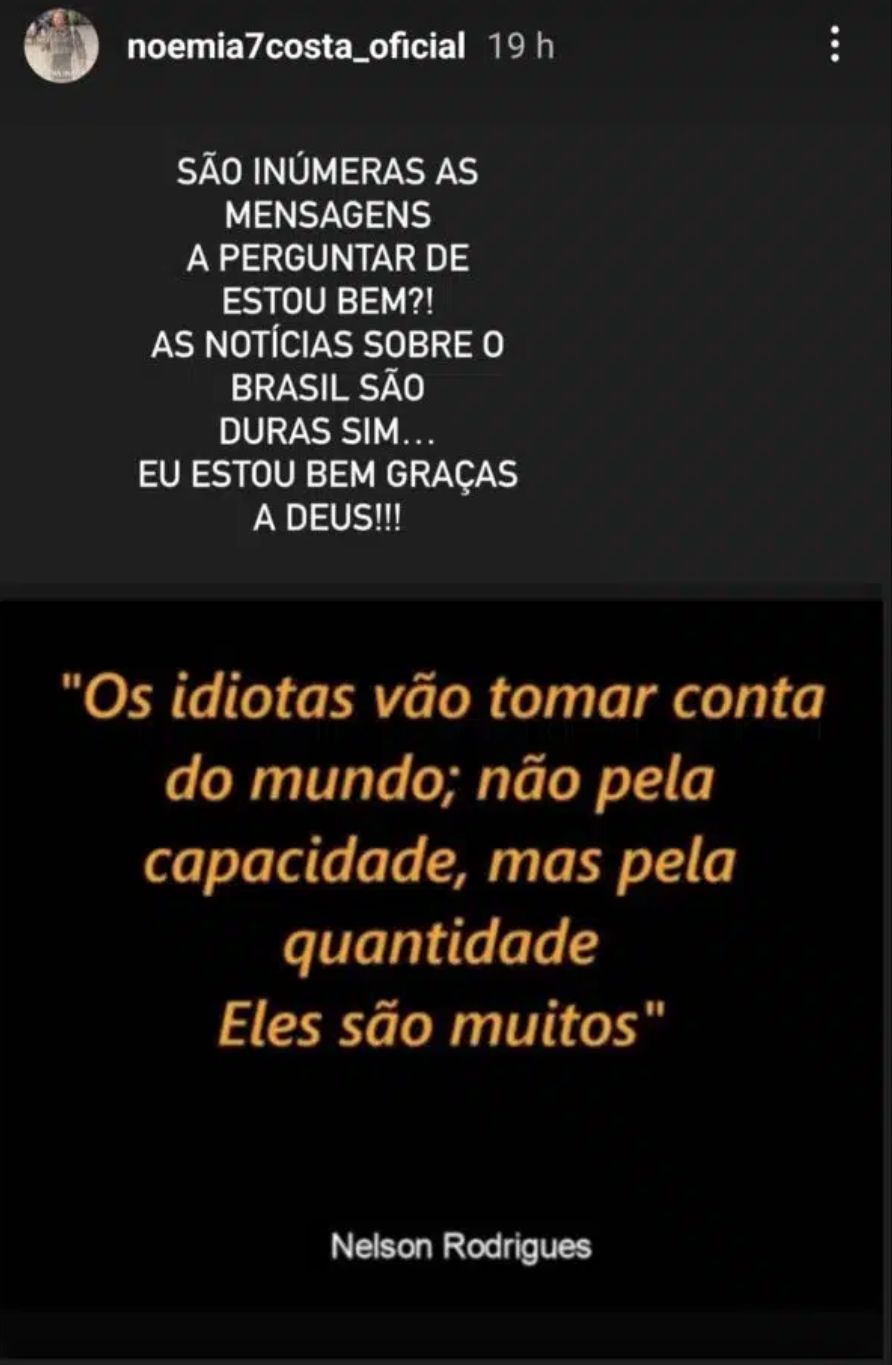 No Brasil, Noémia Costa &#8216;quebra silêncio&#8217; e esclarece: &#8220;São inúmeras as mensagens a perguntar se estou bem&#8230;&#8221;