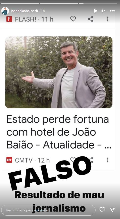 Oops! João Baião desmente notícias a seu respeito: “Resultado de mau jornalismo…”