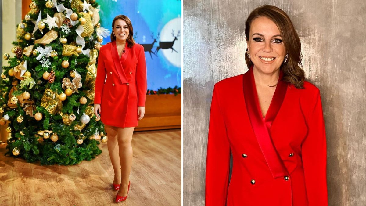 Tânia Ribas de Oliveira aposta em vestido clássico e arrasa em &#8216;vermelho fatal&#8217;