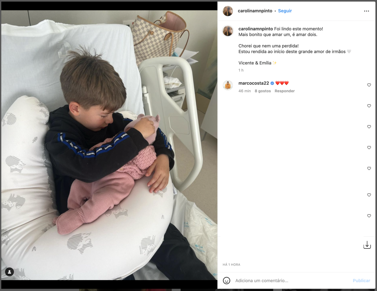Emoção! Carolina Pinto revela foto do filho com a irmã bebé e admite: &#8220;Chorei que nem uma perdida!&#8221;