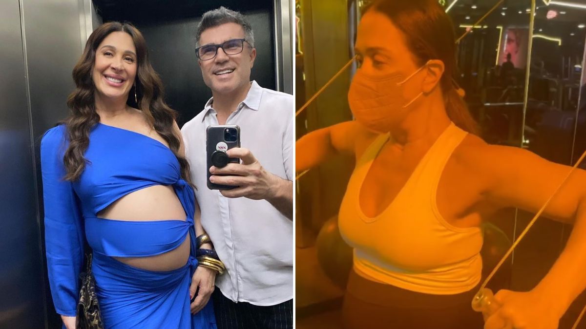 Cláudia Raia impressiona com treino no ginásio na 34.ª semana de gravidez