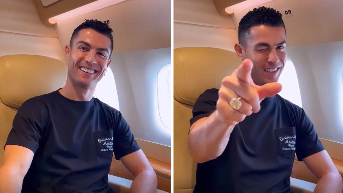 A caminho! Cristiano Ronaldo mostra-se a &#8220;voar&#8221; e deixa mensagem aos adeptos do Al Nassr