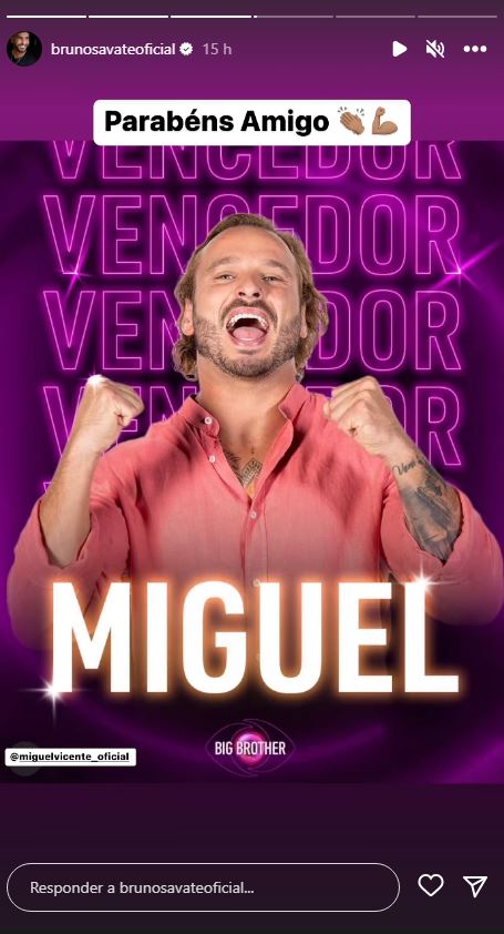 Bruno Savate deixa mensagem a Miguel Vicente após vitória do &#8216;Big Brother&#8217;