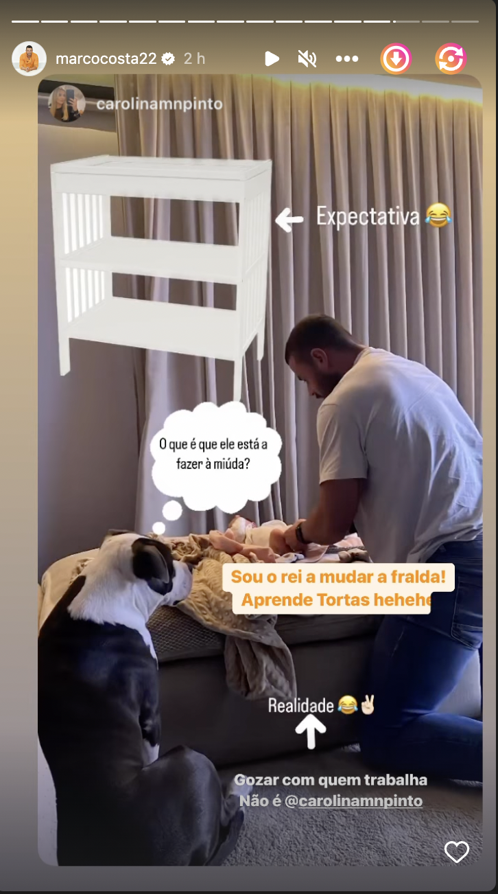 Carolina Pinto mostra Marco Costa a cuidar da filha bebé e brinca: &#8220;O que é que ele está a fazer à miúda?&#8221;