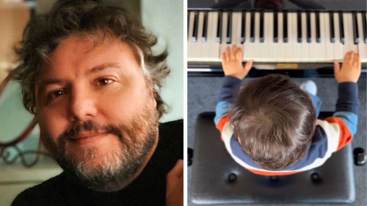 César Mourão mostra filho a &#8216;tocar&#8217; piano e encanta fãs: &#8220;Vai ser artista como o pai&#8230;&#8221;