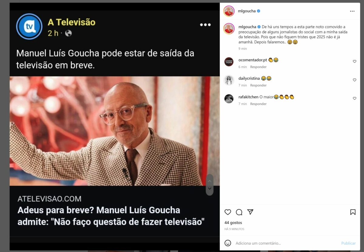 “Saída da TV em breve?”: Manuel Luís Goucha dá “resposta” e deixa Cristina Ferreira a “chorar a rir”