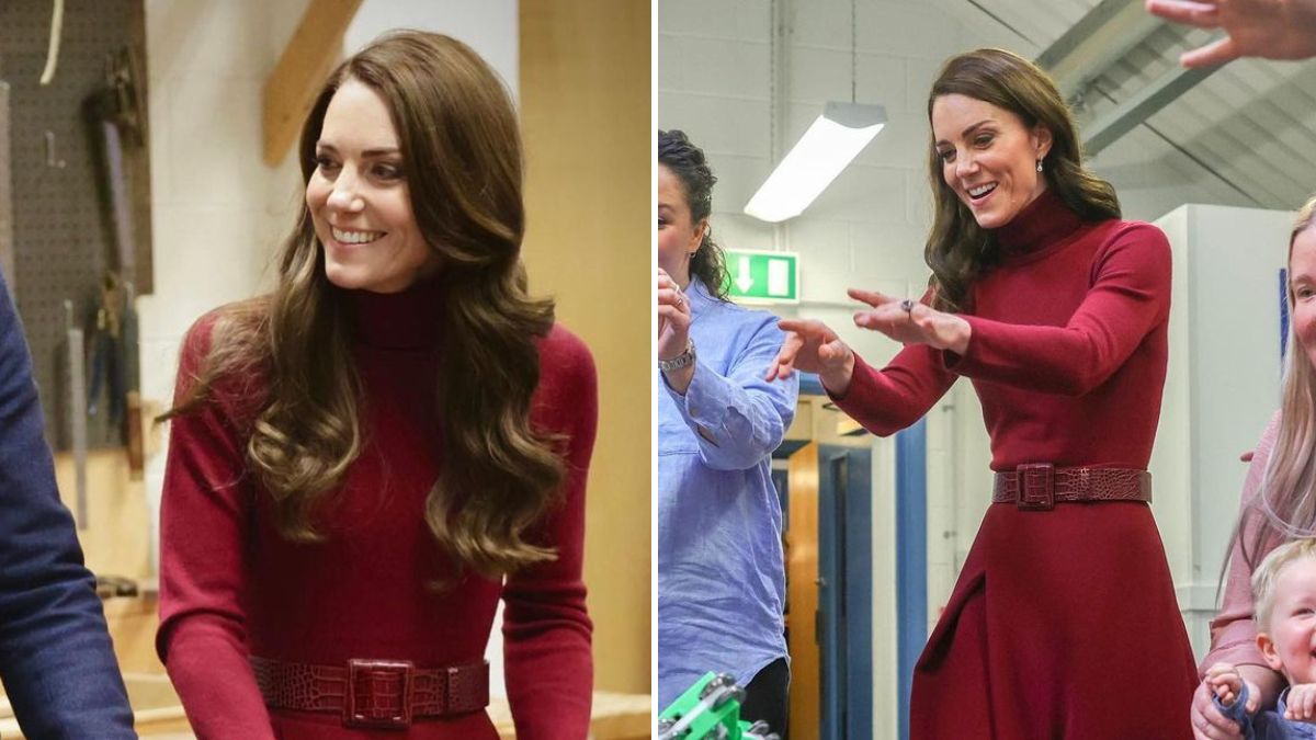 Ou se ama ou se odeia! Kate Middleton aposta em visual em castanho e vermelho