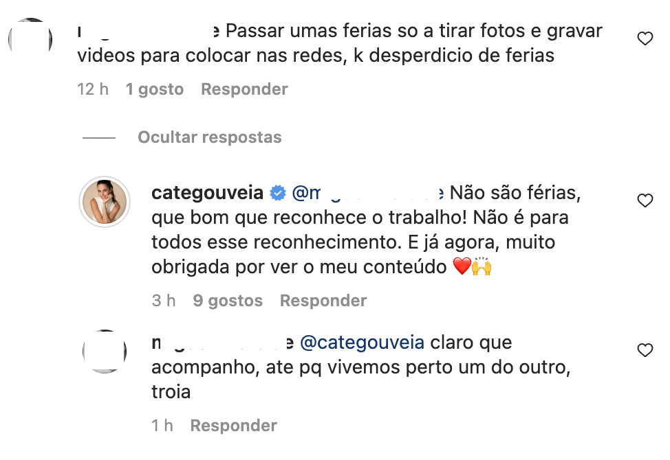 Catarina Gouveia reage a crítica após nova foto no &#8216;paraíso&#8217;: &#8220;Passar umas férias só a tirar fotos e gravar vídeos&#8230;&#8221;