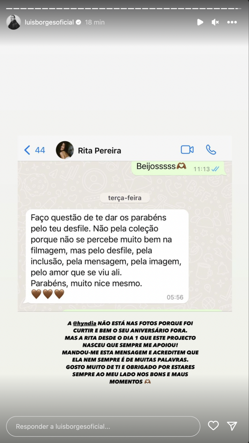 Luís Borges embevecido com mensagem (privada) de Rita Pereira: &#8220;Ela nem sempre é de muitas palavras&#8221;
