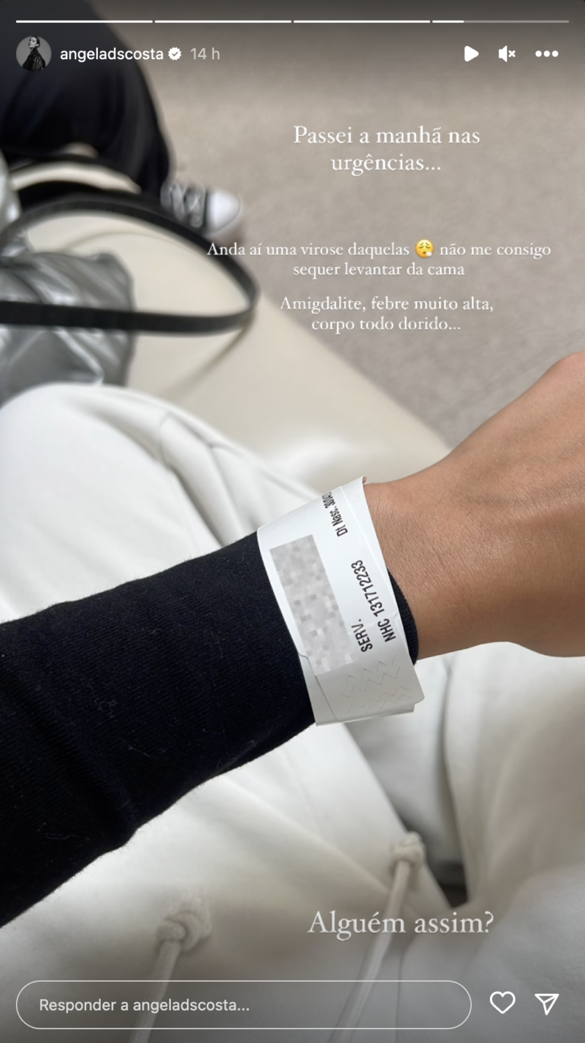 Angie Costa mostra-se no hospital: &#8220;Passei a manhã nas urgências&#8230;&#8221;