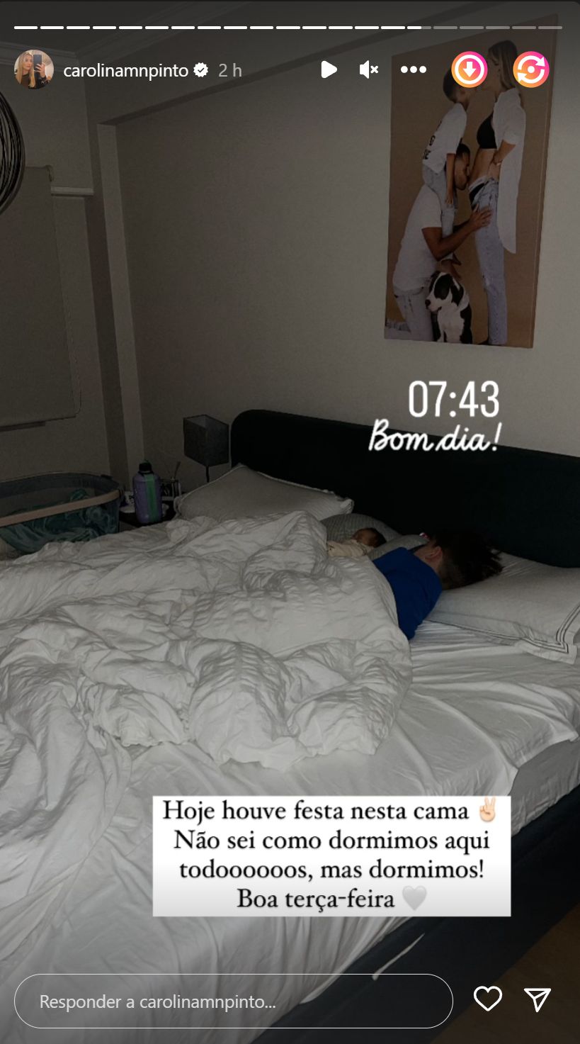 Após noite com &#8220;festa na cama&#8221;, Carolina Pinto revela registo amoroso da bebé Maria Emília